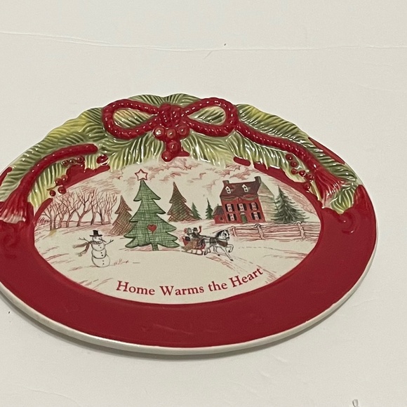Fitz & Floyd "Home Warms the Heart" sentiment tray or cookie platter. - Picture 1 of 3
